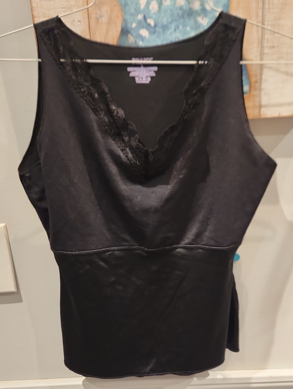 SPANX Black Lace-Trim Shaping Tank Sz L